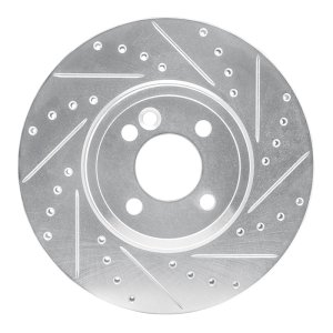 Mini Cooper Brake Rotor (1) - Front Right - R1 Concepts - Drilled & Slotted - Silver - `02-`06